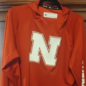 Adidas Men's Bold Orange Sweater with White Lettering